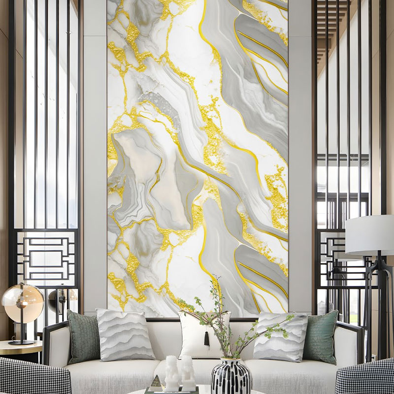 Stiker dinding marmer berlapis emas